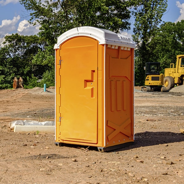 how often are the portable restrooms cleaned and serviced during a rental period in Anderson